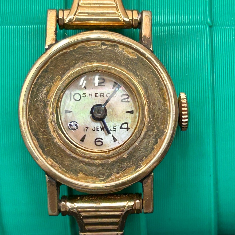 Sherco‎ 17 Jewels Vintage Mechanical Watch Gold Filled Speidel Band For Repair